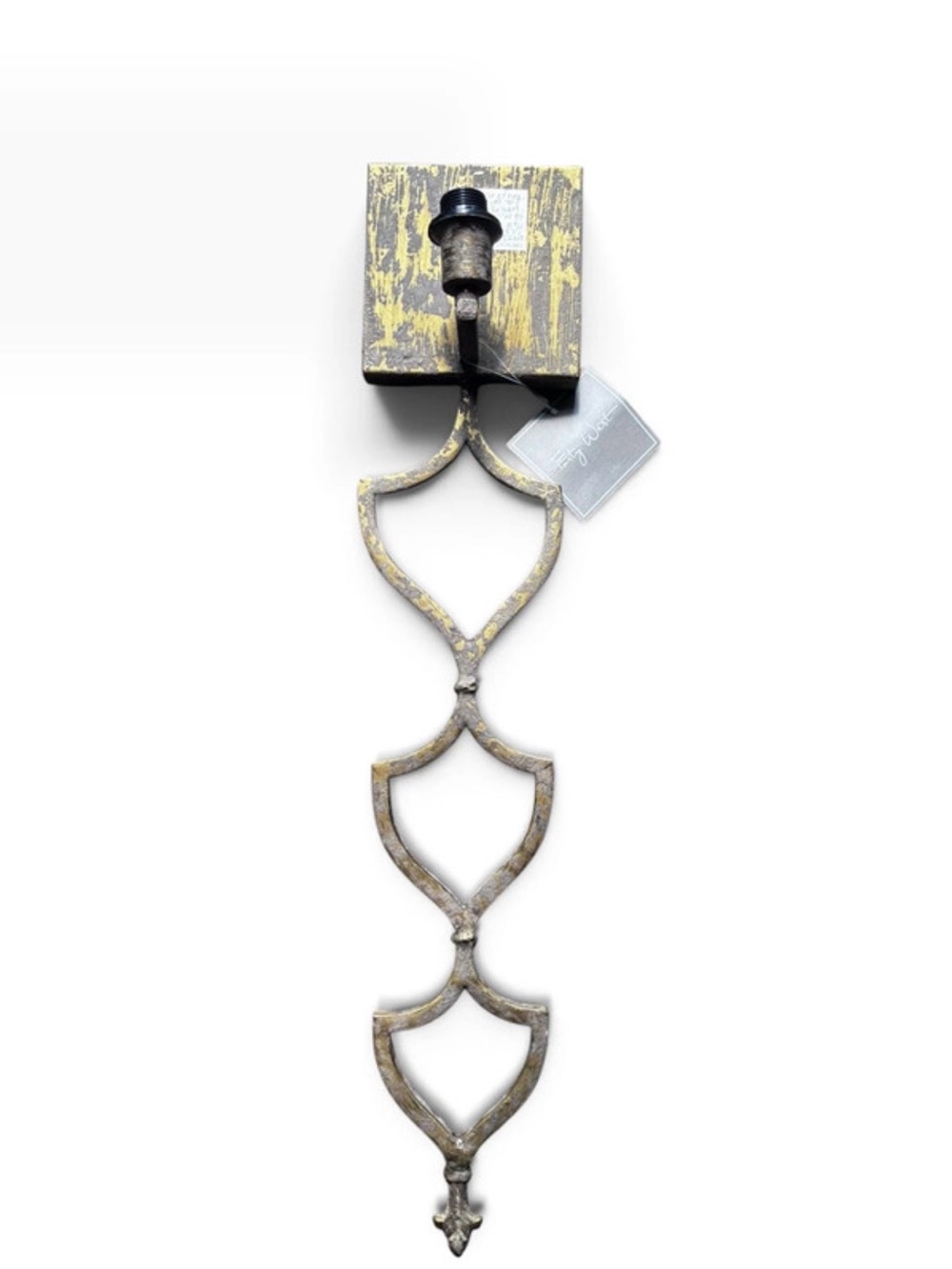 Distressed Yellow and Gray Decorative Wall Hook - Vintage Style